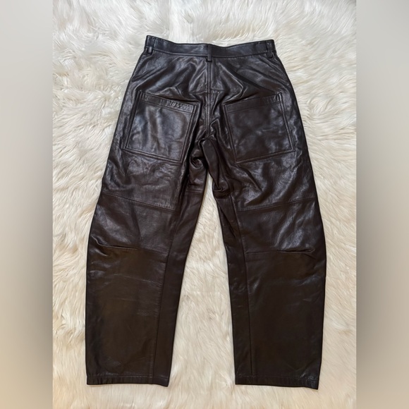 Nili Lotan Shon Leather Pants Dark Brown Size 6 - Picture 6 of 6